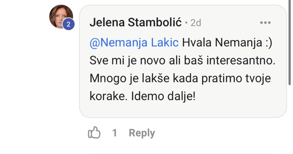 Utisak polaznice sa društvene mreže o programu