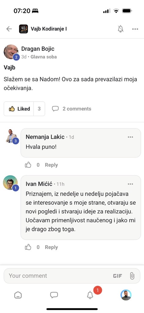 Utisci polaznika u diskusiji u zajednici programa